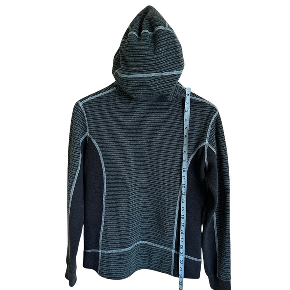 Kuhl Women Medium Chianti Fleece Zip Up Hoodie Jacket Blue Wool Blend Thumbholes - Picture 2 of 6